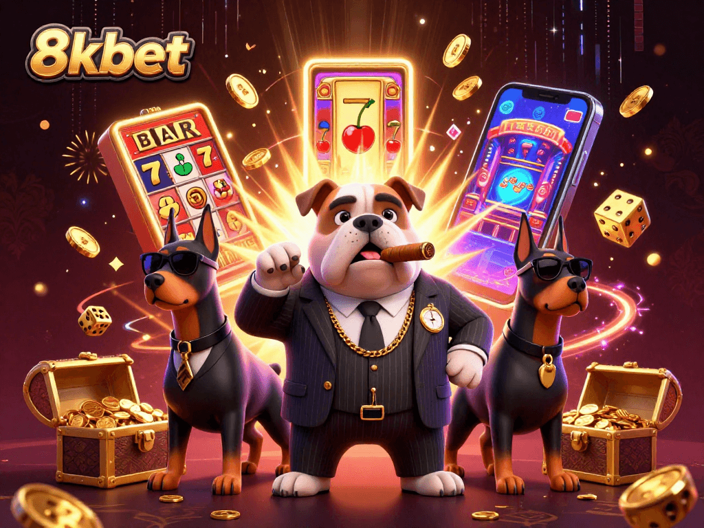 Experience thrilling casino action with 8xbet's mafia-themed illustration showcasing dynamic game elements.