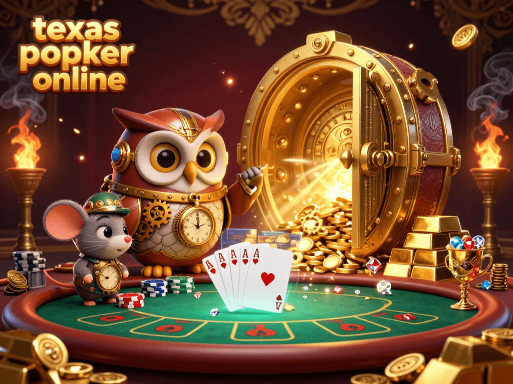 Engage in strategic texas poker online gameplay with a captivating steampunk-themed illustration.