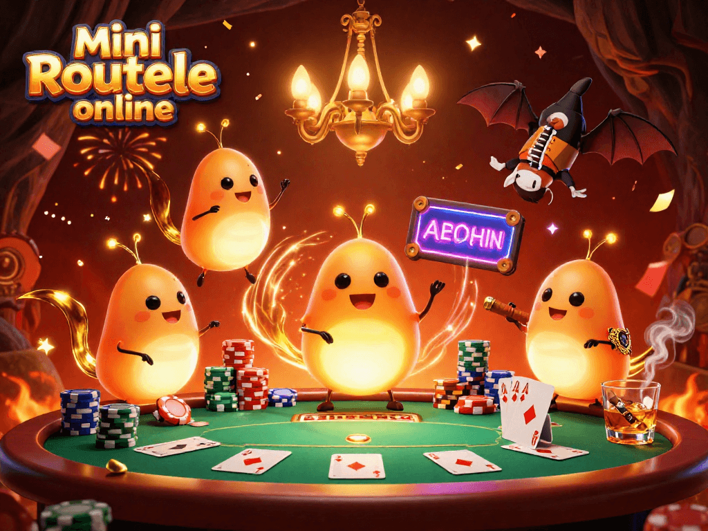 Experience the excitement of mini roulette online in a vibrant cave casino illuminated by glowworms.