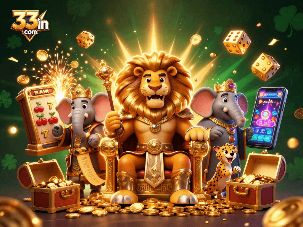 Engage with thrilling gameplay at 33win com featuring a lion king and vibrant casino elements.