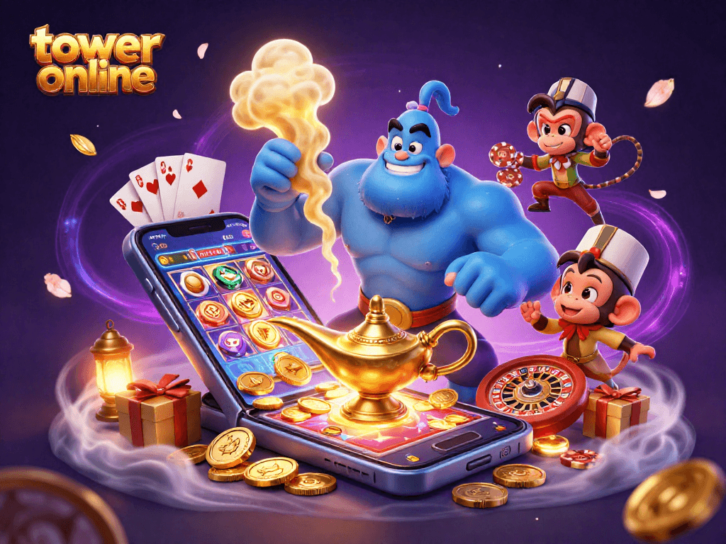 Engage in tower online for exciting gameplay with dynamic rich illustrations featuring magical casino elements.