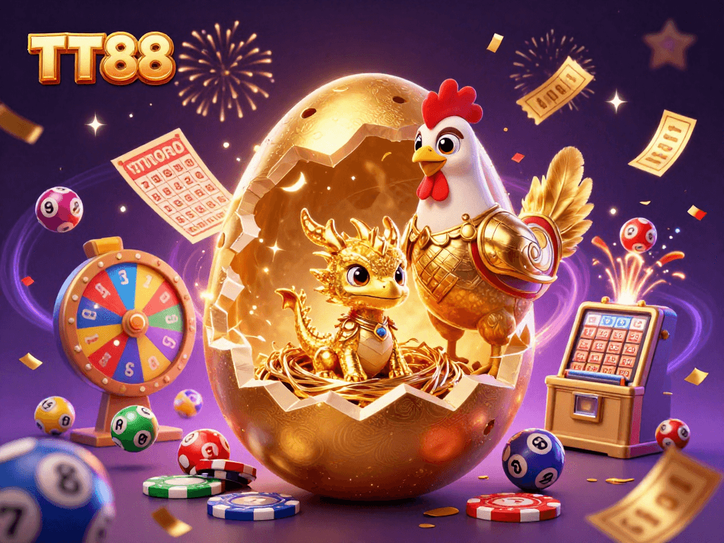 Engage with TT88 as the golden dragon reveals excitement amidst dynamic lottery elements.
