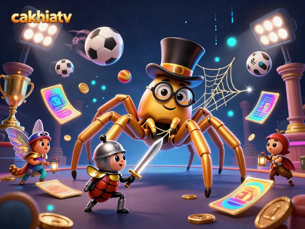 Experience the thrill of sports betting with cakhiatv's dynamic illustration of vibrant characters and energetic elements.