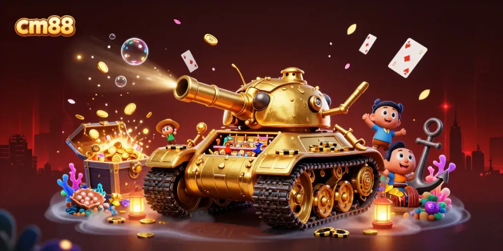 Spin and win at cm88 with this vibrant 3D casino scene showcasing excitement and energy.