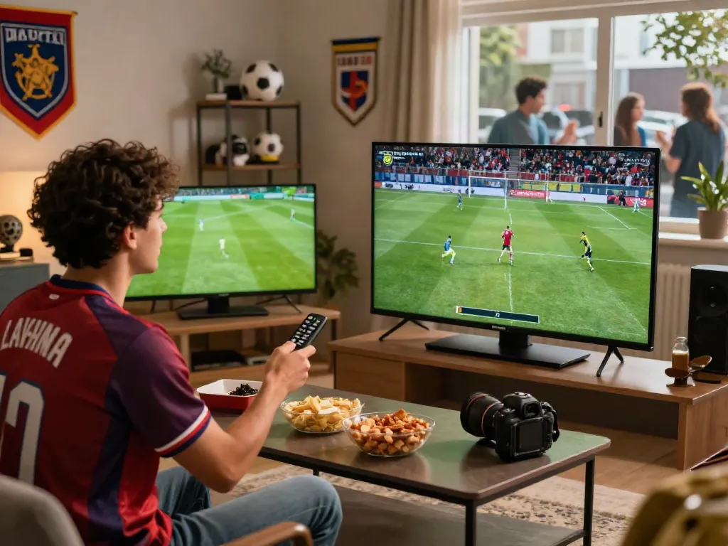 Xoilactv soccer game streaming experience with fan enjoying live match at home