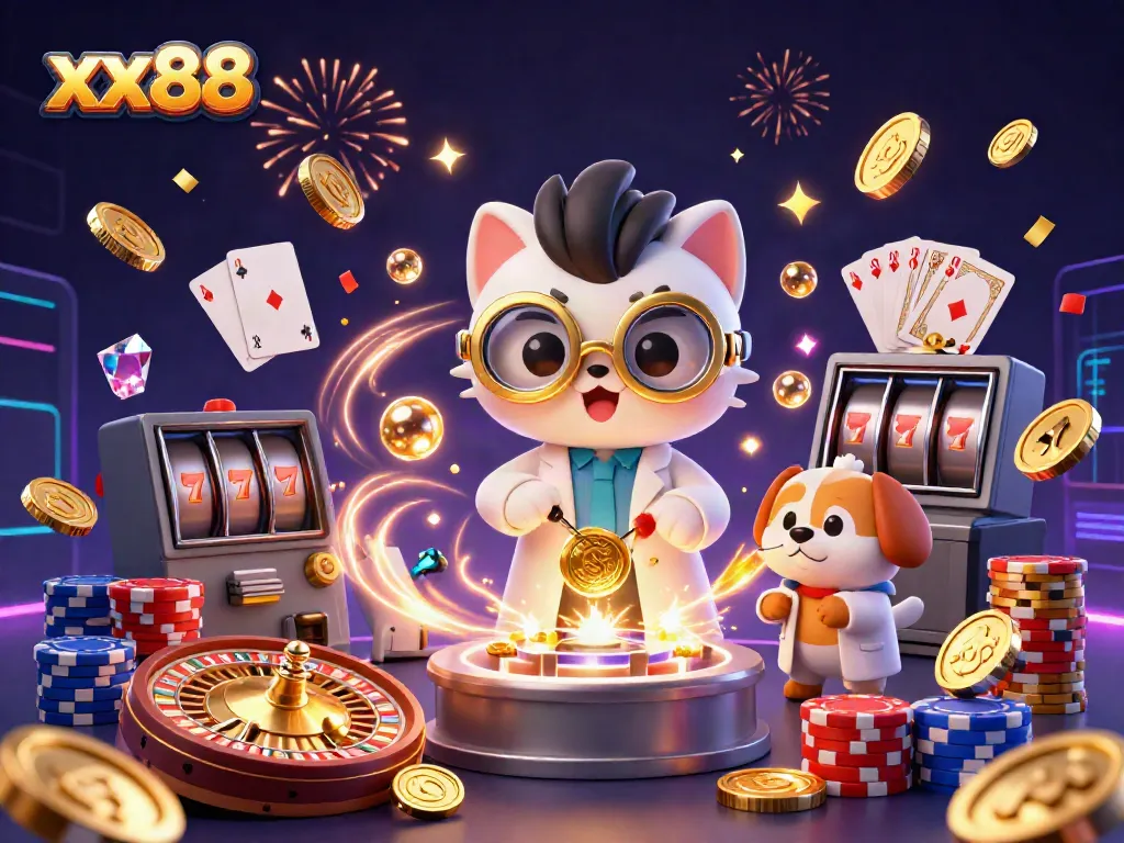 Experience winning thrills at xx88 with a vibrant 3D casino scene full of excitement and rewards.