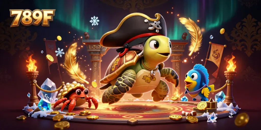 Engage with the vibrant 789F gambling adventure featuring animated characters and immersive casino elements.