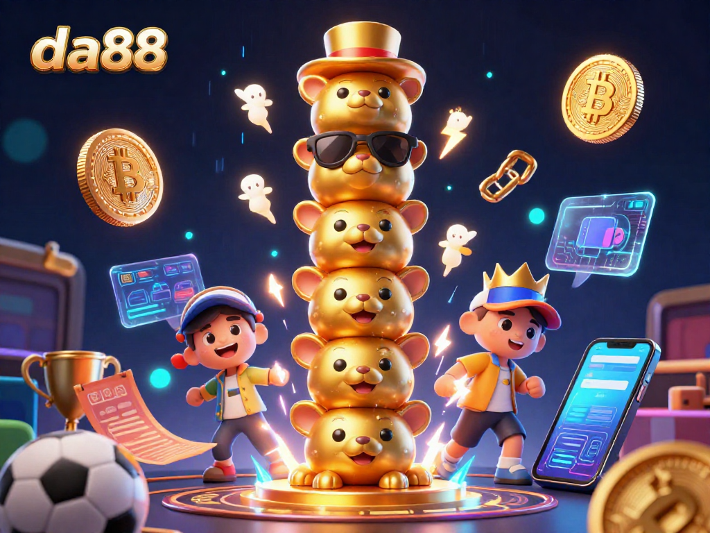 Experience thrilling sports betting at da88 with vibrant 3D elements and animated characters.