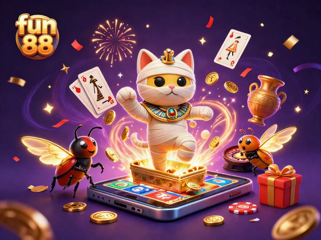 Join the fun 88 experience with thrilling casino elements, an enchanting mummy cat, and exciting gameplay.