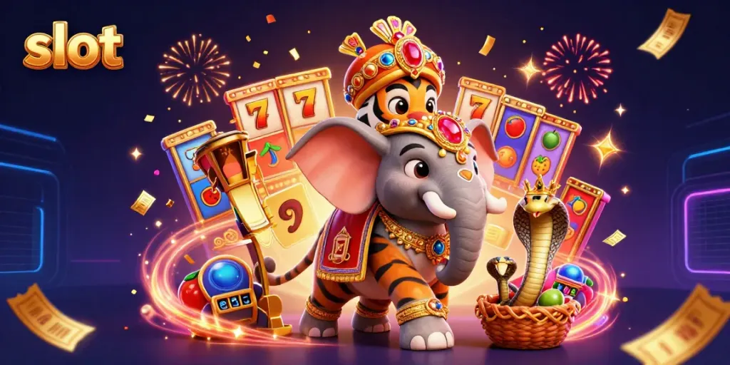 Experience the thrilling world of slots with colorful characters and dynamic casino elements.