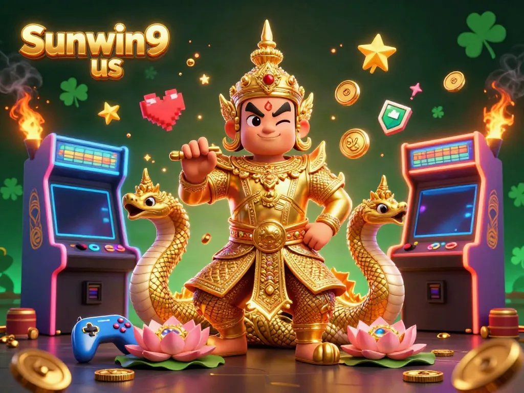 Experience the vibrant gaming atmosphere with Sunwin9 us, featuring a guardian and game elements.