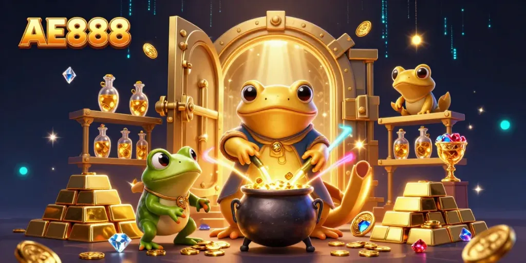 Play at AE888 casino, discovering golden treasures and exciting games in a thrilling, immersive experience.