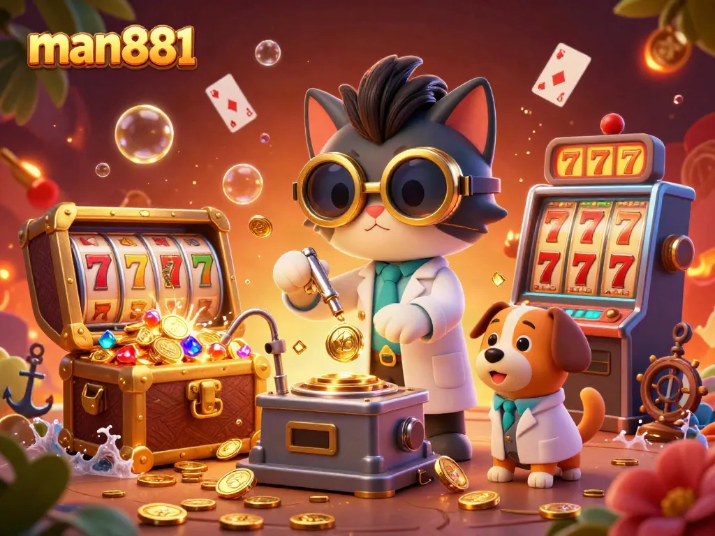 Experience the excitement of man881's gold-coin-replication casino scene with dynamic gambling elements.