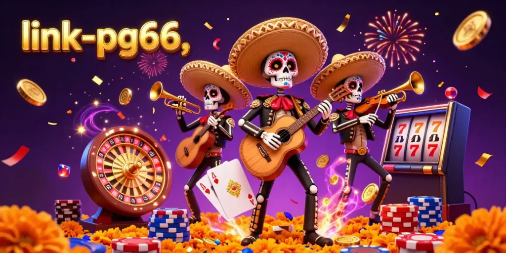 Experience exciting gameplay with link-pg66 featuring a vibrant mariachi band amidst cascading coins and cards.