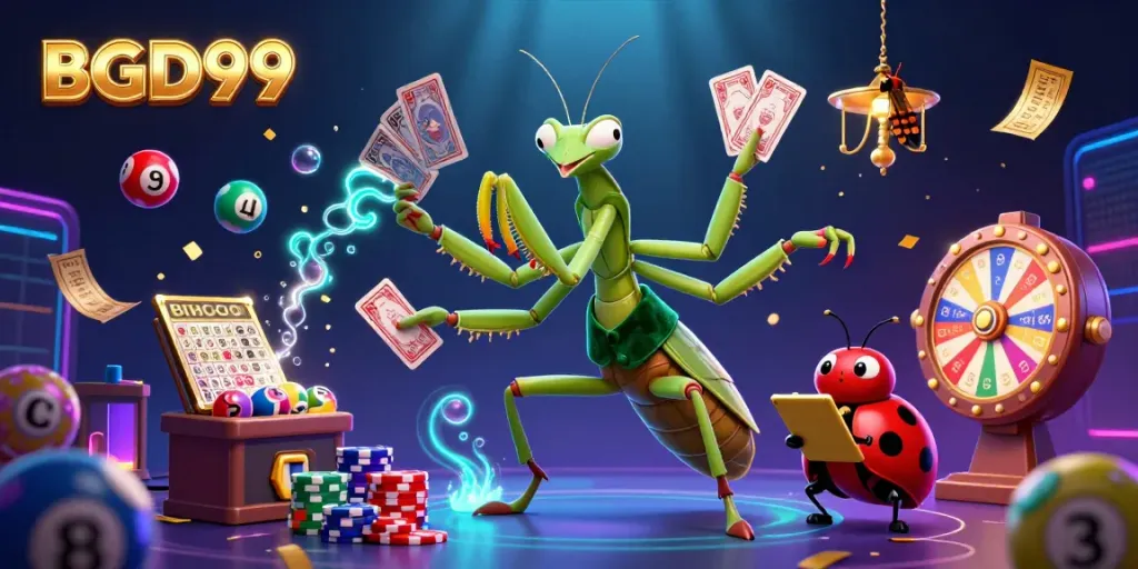 Engage in thrilling lottery excitement at BGD99 with dynamic colorful balls and lively casino characters.