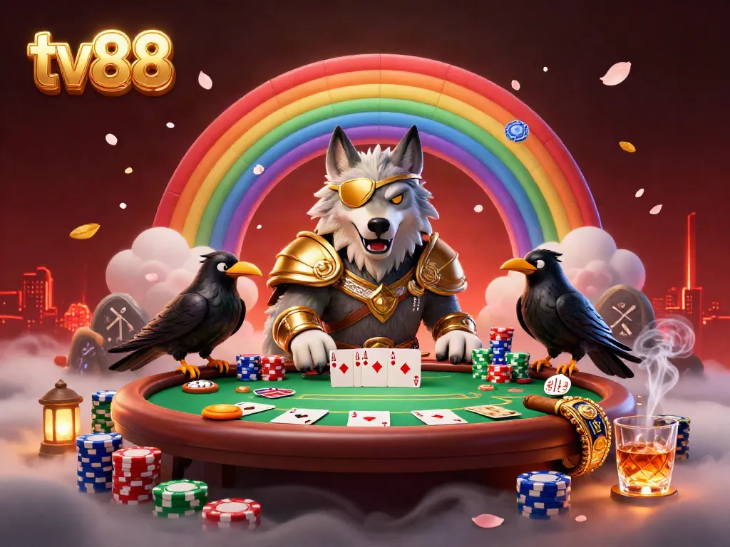 Engage in thrilling casino action at tv88 with vibrantly illustrated Norse mythology characters and colorful game elements.