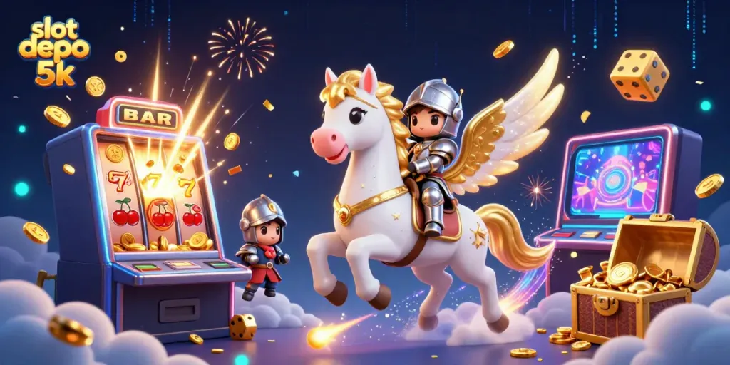Experience the excitement of slot depo 5k with vibrant games and animated jackpot explosions.