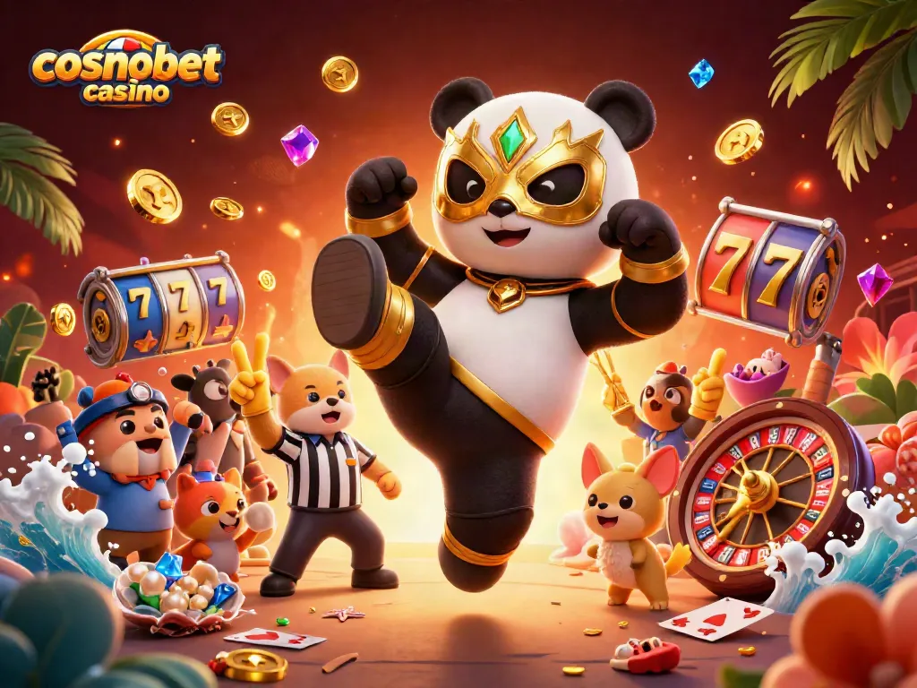 Experience excitement at Cosmobet Casino with lively characters and vibrant game elements.