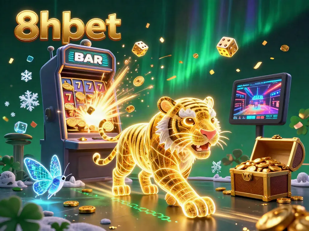 Experience the electrifying world of 8xbet with the golden tiger and dynamic casino elements in vivid detail.