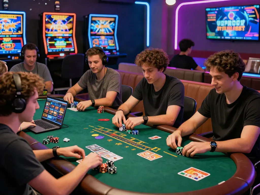 Engaging scene of players enjoying usa online casinos with vibrant gaming atmosphere.