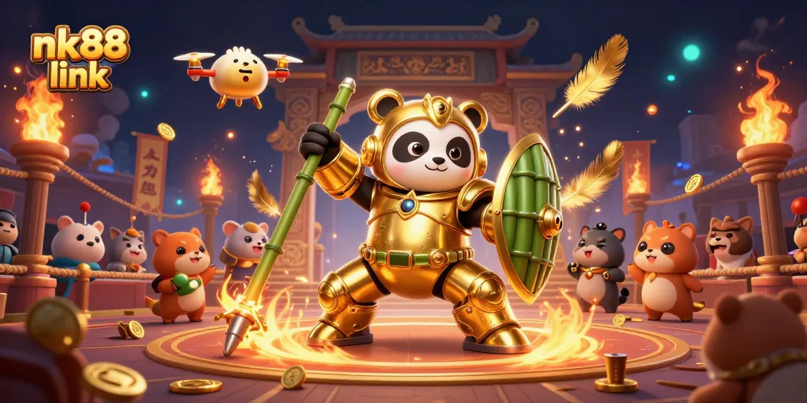Engage with the nk88 link in an electrifying casino atmosphere featuring dynamic characters and vibrant action.