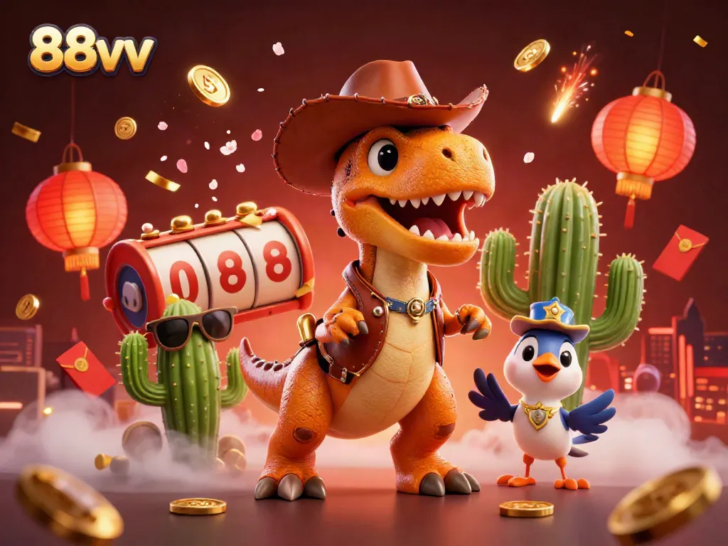 Experience the excitement of winning at 88vv slots with dynamic characters and vibrant casino elements in an engaging scene.