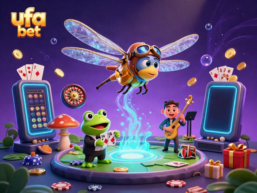 Experience the excitement of ufa bet with a vibrant dragonfly pilot and lively casino scene.