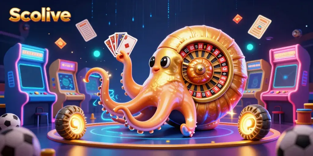 Socolive sports betting scene featuring a giant nautilus roulette wheel and vibrant gaming elements.