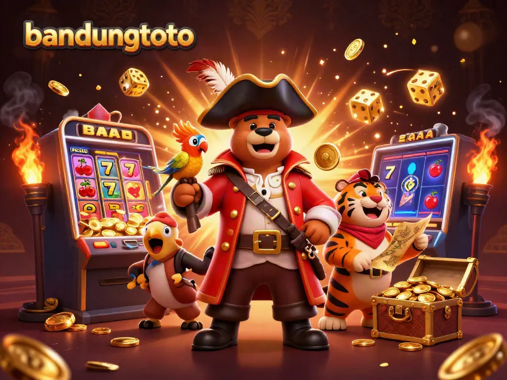 Experience the excitement of bandungtoto with a spirited scene of casino characters and jackpot elements.