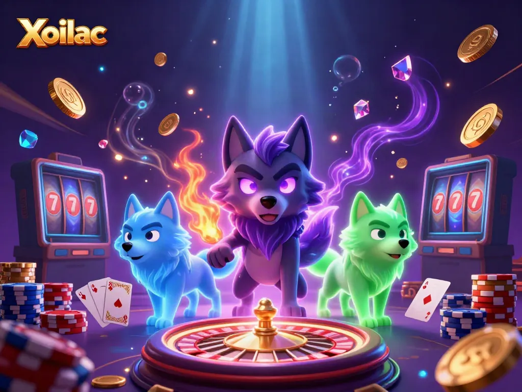Xoilac offers thrilling casino experiences with cartoon wolves, vibrant chips, and games