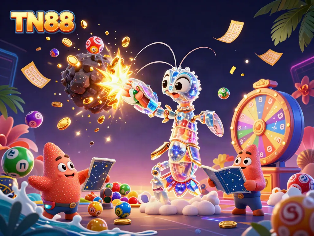 Engage in the TN88 gambling adventure with vibrant scenes of prizes and dynamic gameplay.