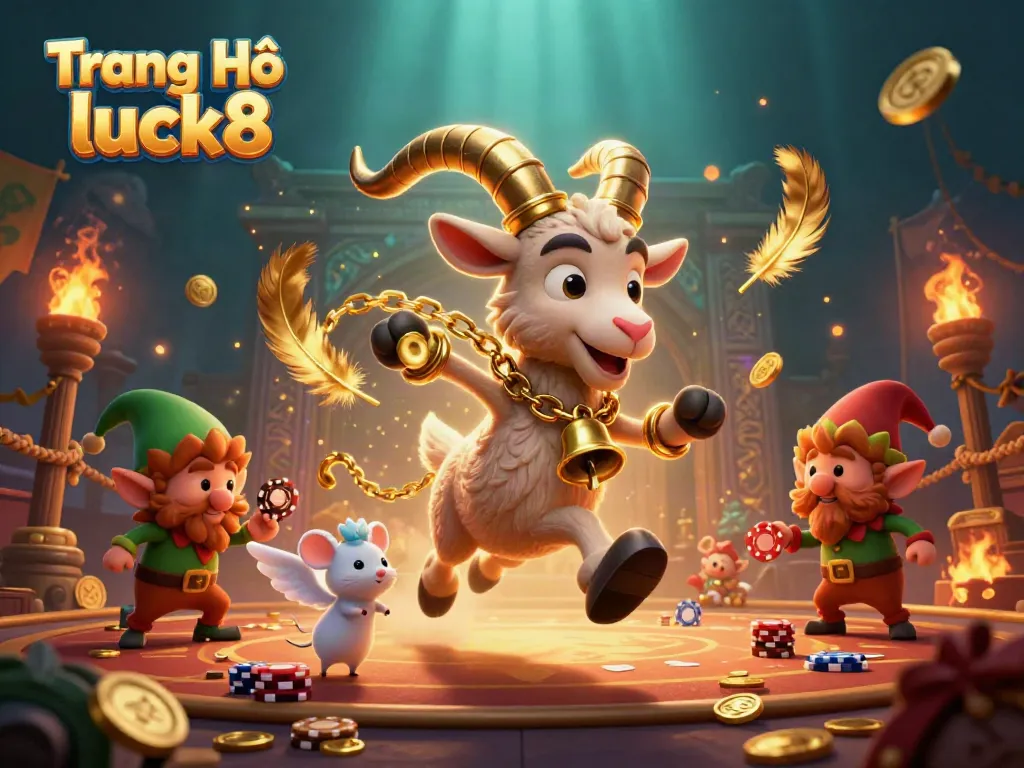 Engage in festive gambling with Trang Chủ luck8's lively casino scene featuring Krampus and mischievous elves.