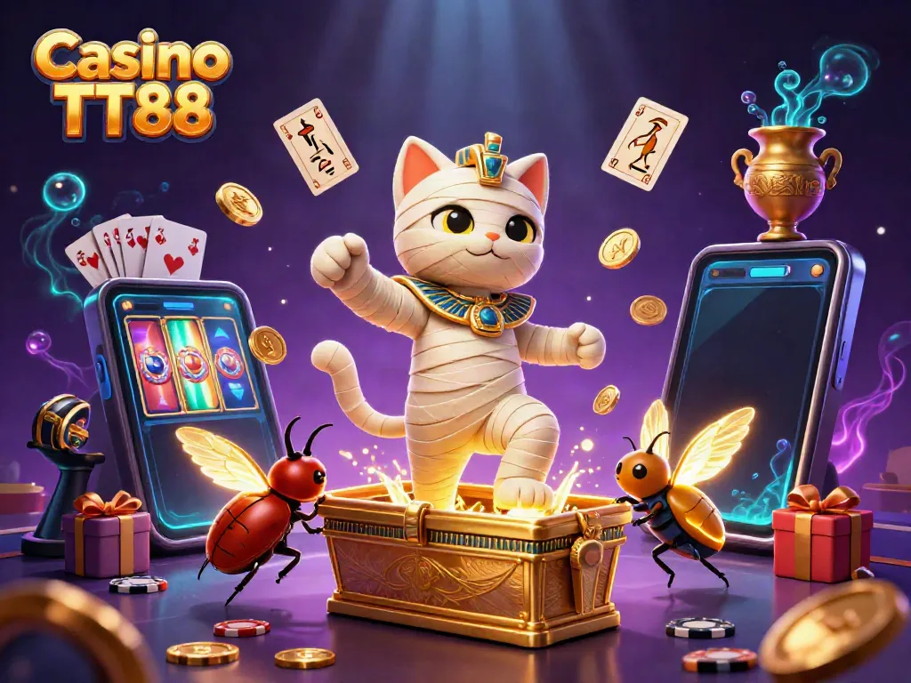 Experience exciting games at Casino TT88 with a vibrant casino scene and lively characters.