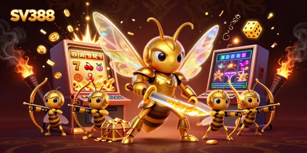 Experience the excitement of SV388's gaming world with dynamic 3D characters and vibrant casino elements.