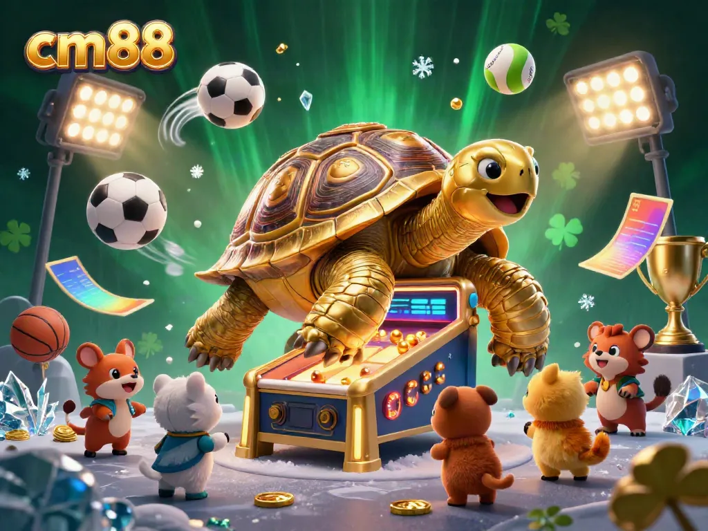 Experience excitement at cm88 with a colossal golden tortoise pinball machine and dynamic sports elements.
