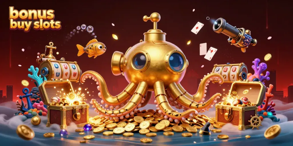 Experience thrilling bonus buy slots in a vibrant 3D scene filled with treasures and dynamic characters.