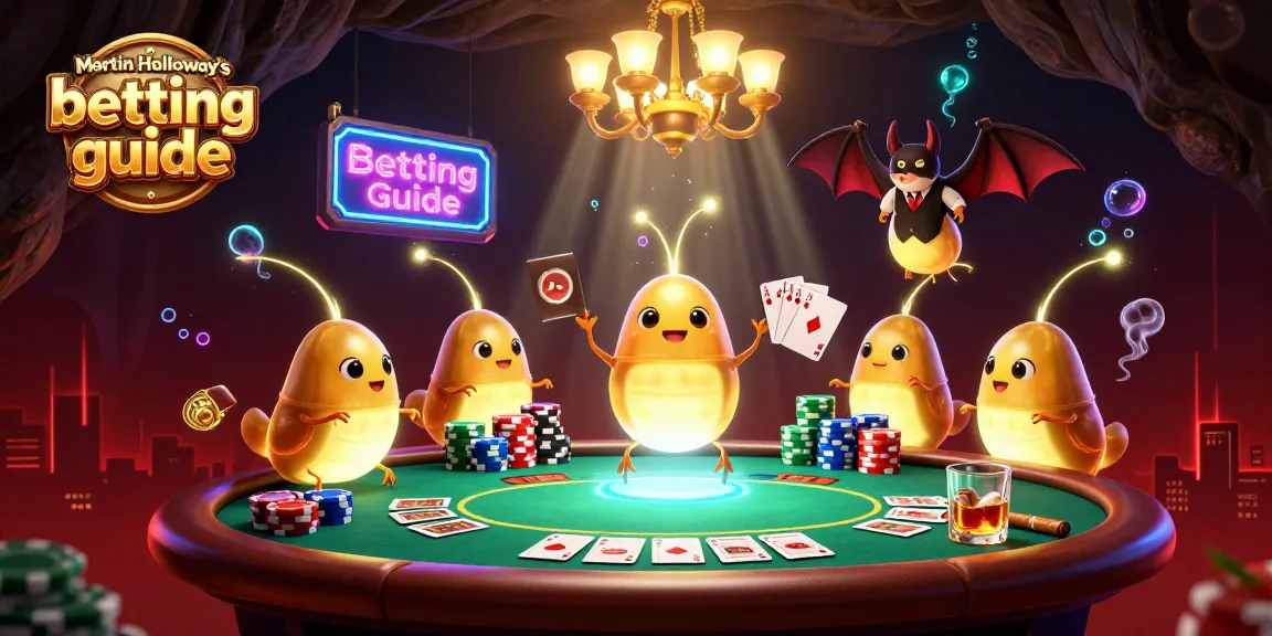 Engage with Martin Holloway’s betting guide featuring a vibrant 3D casino scene with glowworms and a bat dealer.