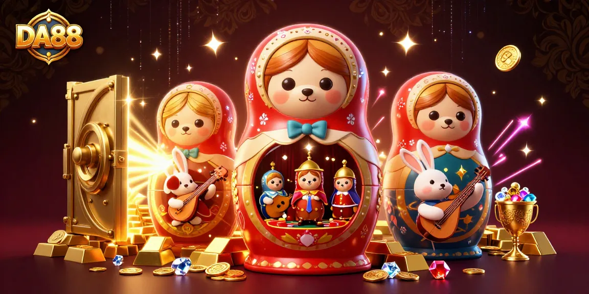 Engage with DA88’s vibrant casino scene showcasing dynamic bears and gold treasures.