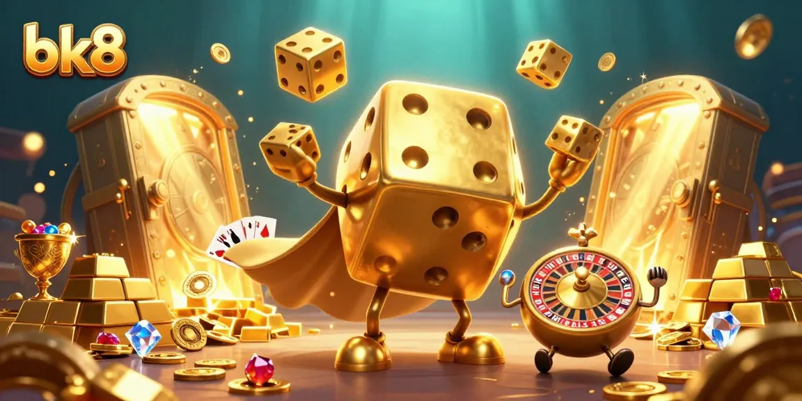 Engage in winning strategies at bk8 with this vibrant casino-themed illustration showcasing dynamic characters and game elements.