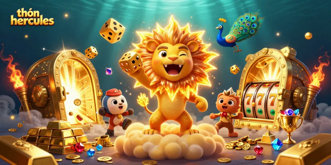 Engage with thần hercules in a vibrant online casino scene with dynamic slot elements.